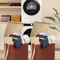 prettykrafts Set of 2 Brown Foldable Laundry Basket-25