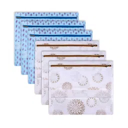 Kuber Industries White & Blue 6 Pcs Printed Desk Organisers-23