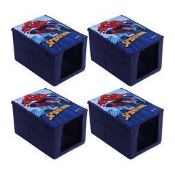Kuber Industries 4 Pieces Blue & Red Printed Non-Woven Shirt Stacker With Lid-29