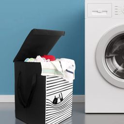 prettykrafts Black & White Printed Foldable Laundry Bag-47