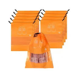 Kuber Industries Orange 10 Pieces Printed Shoe Organisers-13