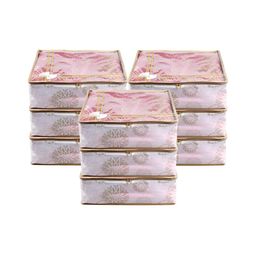 Kuber Industries White 9 Pieces Printed Drawer Organiser-11