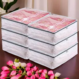 Kuber Industries Grey & Pink 6 Pieces Printed Drawer Organiser-49