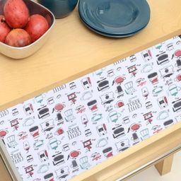 Kuber Industries White 2 Pieces Printed Shelf Liners-50