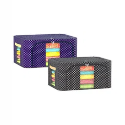 Kuber Industries Blue 2 Pieces Printed Cloth Storage Box Organisers-45