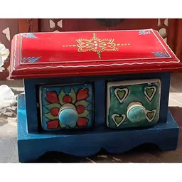 INDIA MEETS INDIA Red Set of 2 Regular Jewellery Organiser Organisers-11