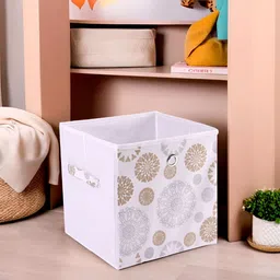 Kuber Industries White & Blue Printed Drawer Organiser-77