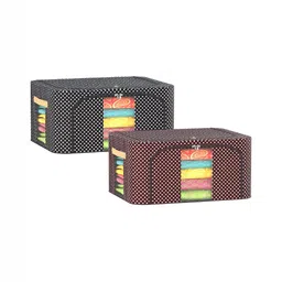 Kuber Industries Balck & Brown Printed 2 Pieces Waterproof Multi-Utility Organisers-15