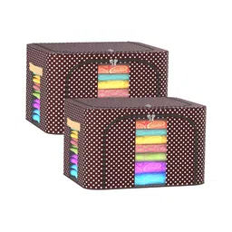 Kuber Industries Brown 2 Pieces Steel Frame Waterproof Cloth Drawer Organiser 66 Liter-36