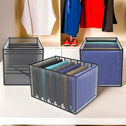 Kuber Industries Black 3 Pieces Wardrobe Drawer Organisers-56