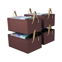 Kuber Industries Brown & White 4 Pieces Printed Regular Waterproof Drawer Organisers-11