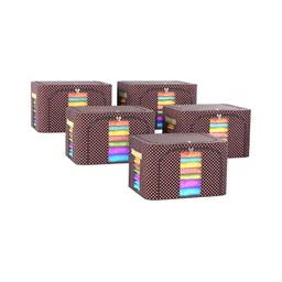 Kuber Industries Brown 5 Pieces Steel Frame Waterproof Cloth Drawer Organiser 66 Liter-58