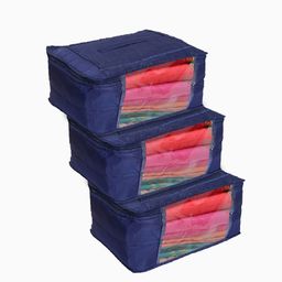 Kuber Industries Pack of 3  Blue Solid Organisers-26