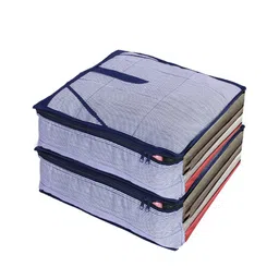Kuber Industries Pack Of 2  Blue Striped Trouser Organisers-30