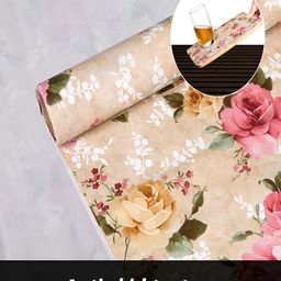 Kuber Industries Beige & Pink Printed Regular Shelf Liner Organiser image 2