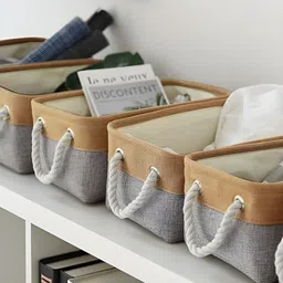 Kuber Industries Beige & Brown 3 Pieces Foldable Multi-Utility Organisers image 4