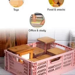 Anko Pink Collapsible & Stackable Crate Organiser image 2
