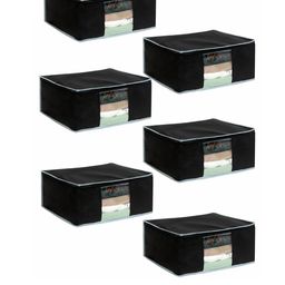 prettykrafts Set Of 6 Black Solid Saree Organizers With Transparent Window-14