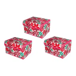 atorakushon Set Of 3 Pink Printed Organizer image 3