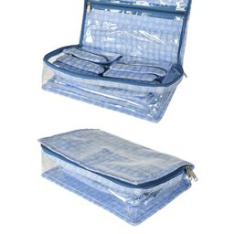 Kuber Industries Set Of 2 Blue & Off-White Printed Jewellery Organisers-49