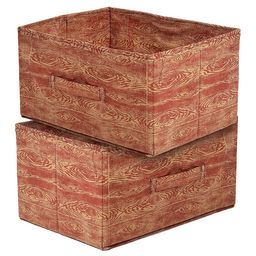 Kuber Industries Set Of 2 Brown Printed Foldable Storage Boxes-77