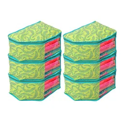 Kuber Industries Pack of 6 Green Printed Saree Organizer-50
