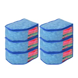 Kuber Industries Blue Pack of 6 Lahariya Printed Non-Woven Blouse Cover-12