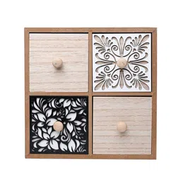 MARKET99 Brown & White Floral Pattern MDF Drawer Organizer image 2