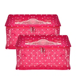 Kuber Industries Set Of 2 Pink Printed Jewellery Organiser With 10 Transparent Pouches-6