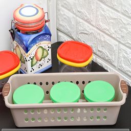Kuber Industries Peach-Coloured 3 Pieces Textured Multi-Utility Organisers image 3