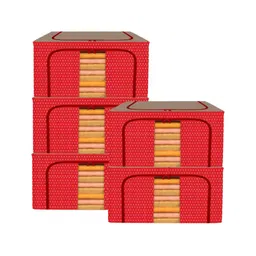 Kuber Industries Red Set of 5 Regular Drawer Organisers image 3