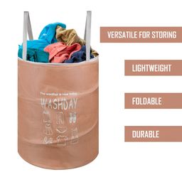 Kuber Industries Peach & Grey 2 Pcs Printed Jute Foldable Laundry Bag image 2