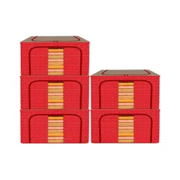 Kuber Industries Red & Brown 5 Pieces Printed Multi-Utility Organisers image 2