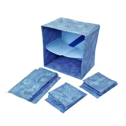 Kuber Industries Blue Leheriya Printed 3 Drawyer Foldable Drawer Units image 4