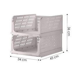 Nayasa Grey 2 Pieces Self Design Foldable and Stackable Multi-Utility Organisers image 3