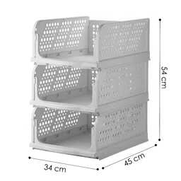 Nayasa White 3 Pieces Self Design Foldable and Stackable Multi-Utility Organisers image 4