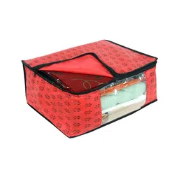 prettykrafts Set Of 6 Red Printed Saree Organisers With Transparent Window image 2
