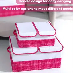 Kuber Industries Pink & White 2 Pieces Self Design Multi-Utility Organisers image 4
