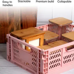 Anko Pink Collapsible & Stackable Crate Organiser image 5