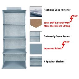 Kuber Industries Grey Foldable Non-Woven Multi-Utility Hanging Organiser image 3