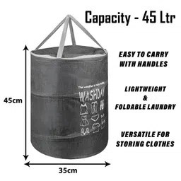 Kuber Industries Pecah & Grey 2 Pcs Printed Jute Foldable Laundry Bag image 2
