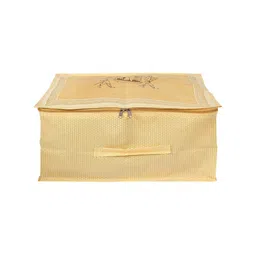 Kuber Industries Set Of 3 Gold Printed Foldable Underbed Organizer With Transparent Window image 4