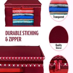 Kuber Industries Maroon & White 9 Pieces Printed Reusable Multi-Utility Organisers image 2