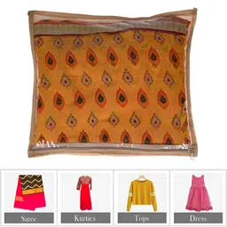 Kuber Industries Brown 12 Pieces Printed Reusable Saree Organisers With Zip Closure image 4