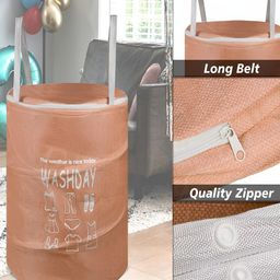 Kuber Industries Pecah & Grey 2 Pcs Printed Jute Foldable Laundry Bag image 4