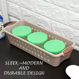 Kuber Industries Peach-Coloured 3 Pieces Textured Multi-Utility Organisers image 4