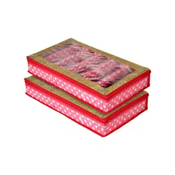 Kuber Industries Set Of 2 Pink & White Printed Laminated Bangle Organizers-40