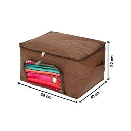 Kuber Industries Set Of 2 Brown Solid Saree Organizers With Transparent Window image 4