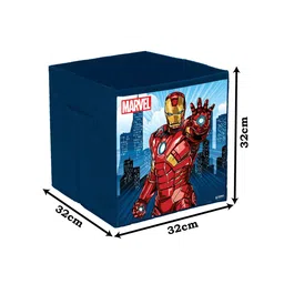 Kuber Industries Set Of 3 Blue Ironman Printed Foldable Organizer Box With Handle image 4