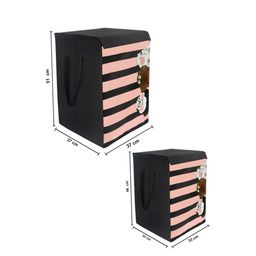 prettykrafts Set of 2 Printed Foldable Laundry Basket With Lid image 2